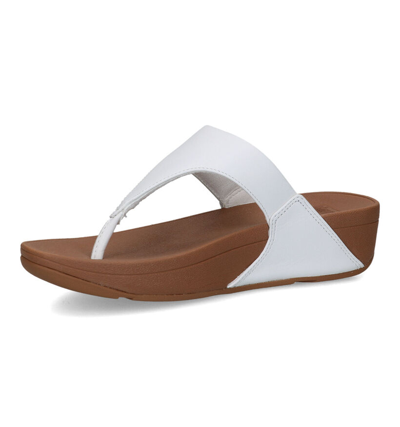 FitFlop Lulu Leather Toepost Tongs en Blanc pour femmes (320463)