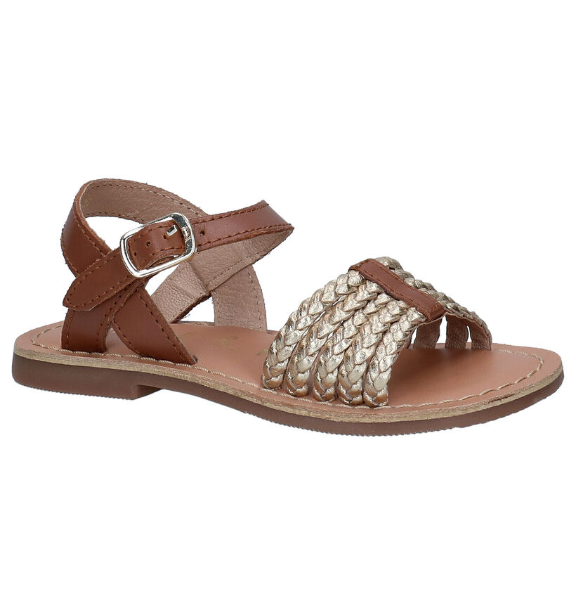 Milo & Mila Cognac Sandalen in leer (292038)