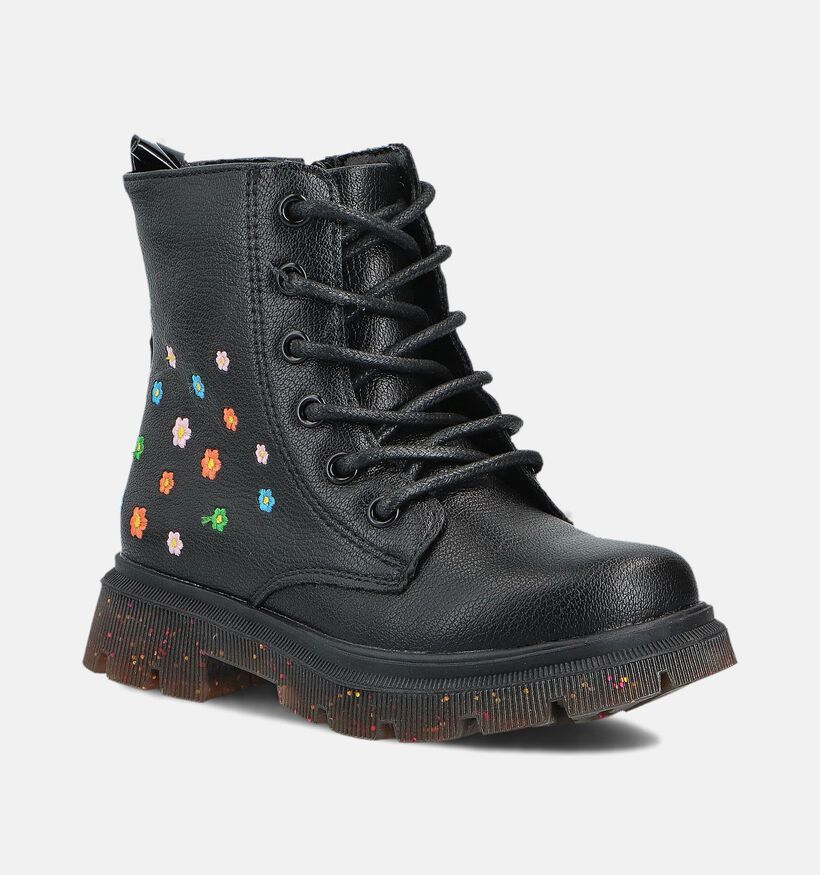Milo & Mila Zwarte Veterboots voor meisjes (364741)