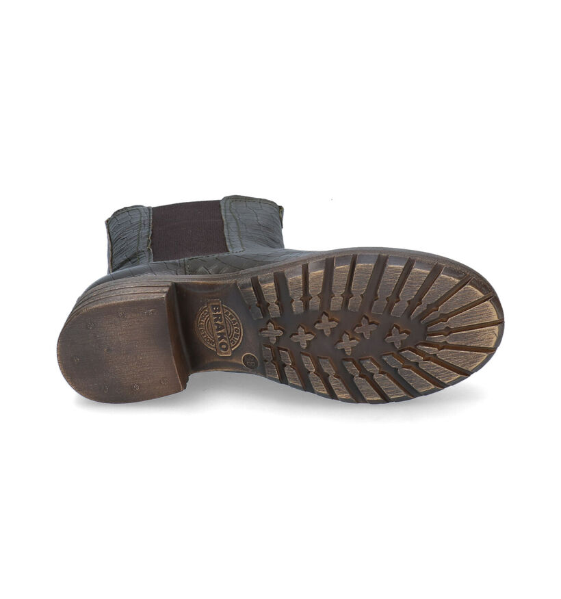 Brako Bottines Chelsea en Vert kaki en cuir (299213)