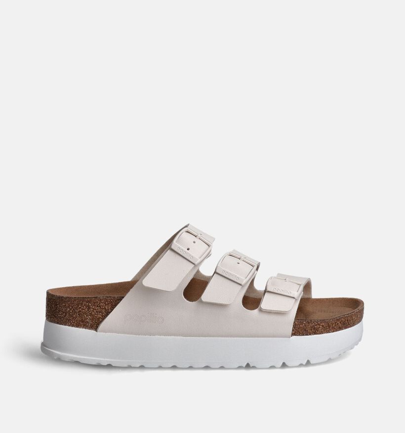 Birkenstock Florida III Pap Flex Platform Ecru Slippers voor dames (350877)