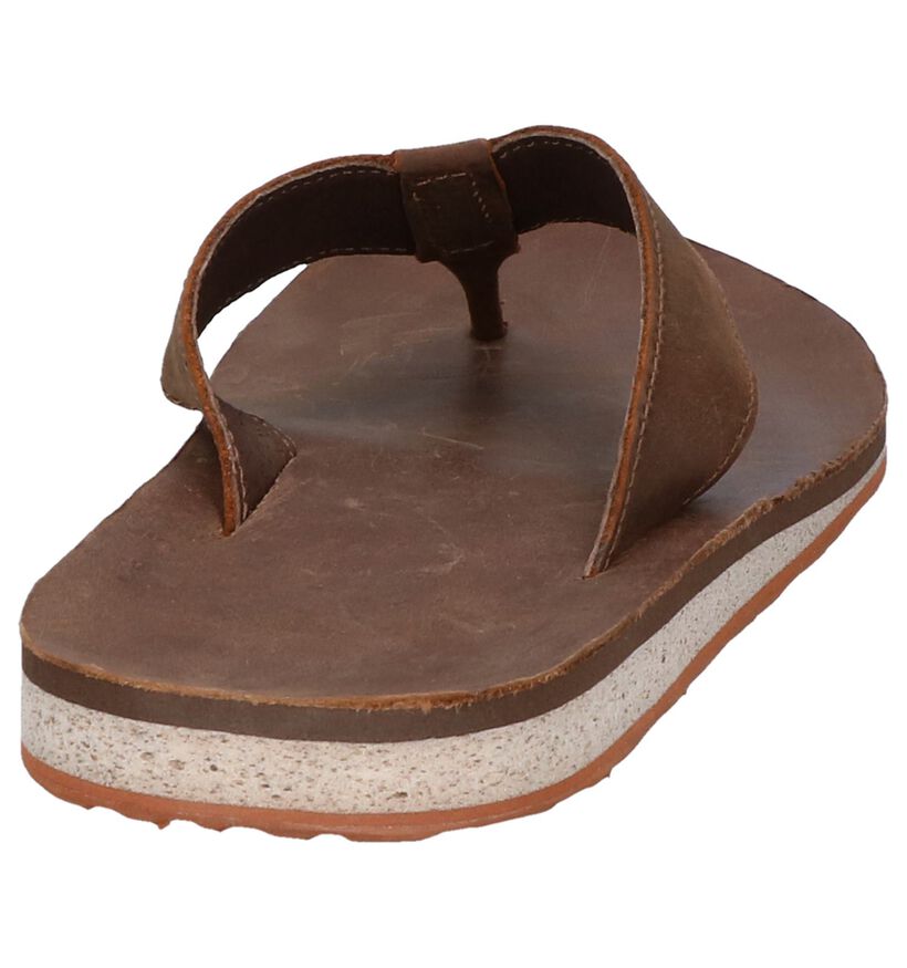 Teva Classic Flip Bruine Teenslipperrs in leer (270484)