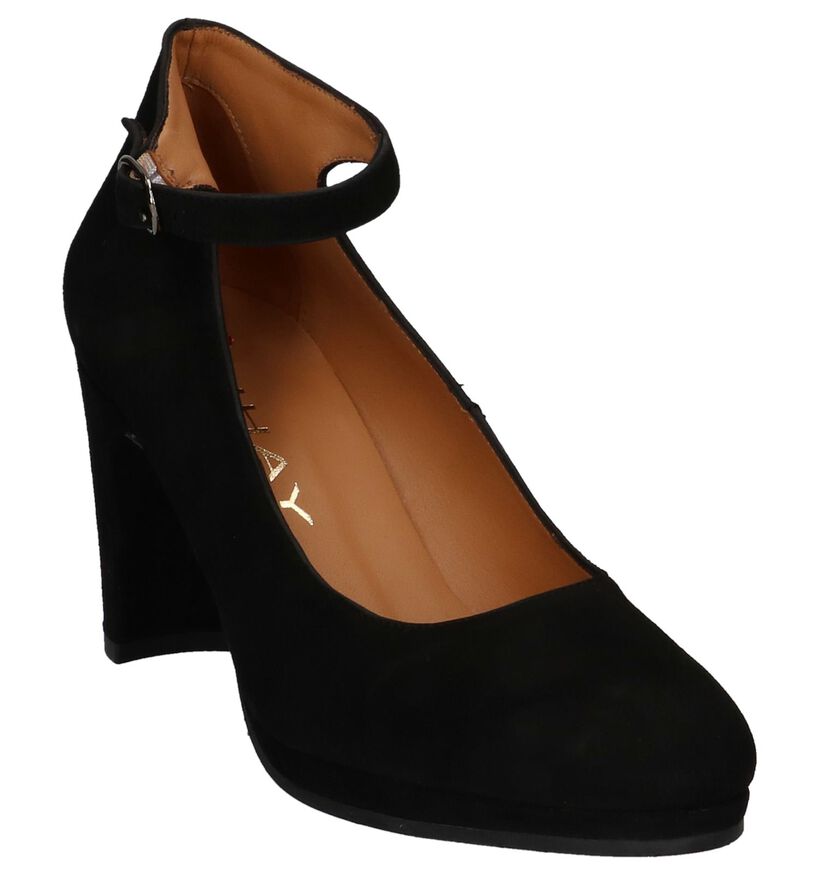 Zwarte Pumps met Bandje JHay in daim (231629)
