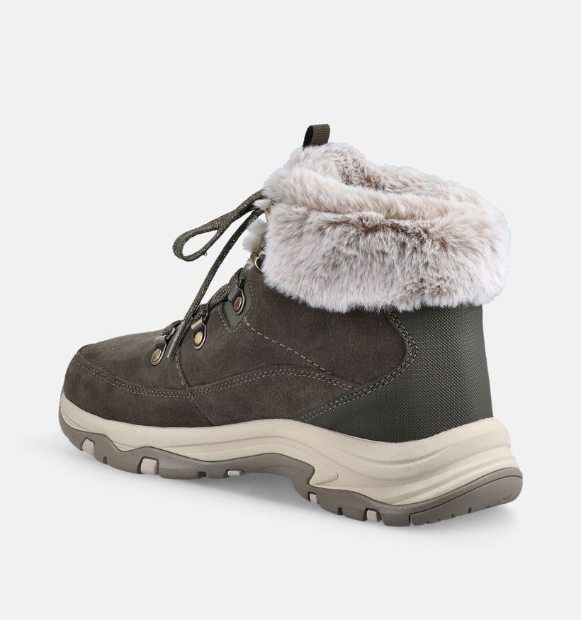 Skechers Trego Snow Worries Boots &agrave; lacets en Vert kaki pour femmes (377966)