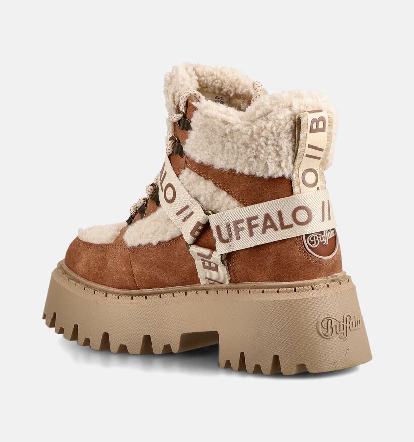 Buffalo Aspen Cognac Boots met Klikgesp voor dames (379571) - geschikt voor steunzolen