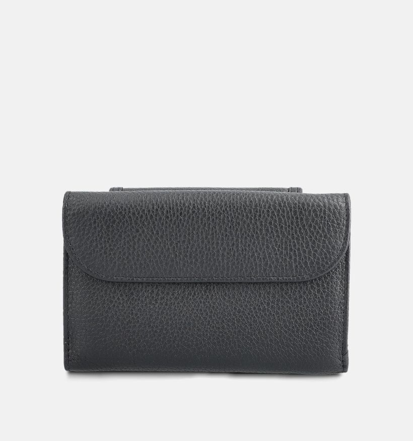 Crinkles Porte-monnaie &agrave; rabat en Noir pour femmes (373881)