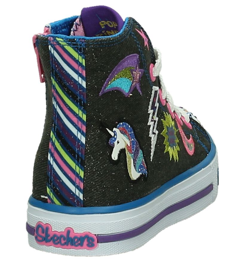 Skechers Shuffles Twist Grijze Sneakers met Lichtjes in stof (202329)