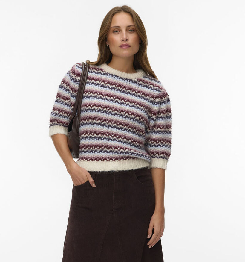Vero Moda Cella Pull en Rouge/Multi pour femmes (377558)