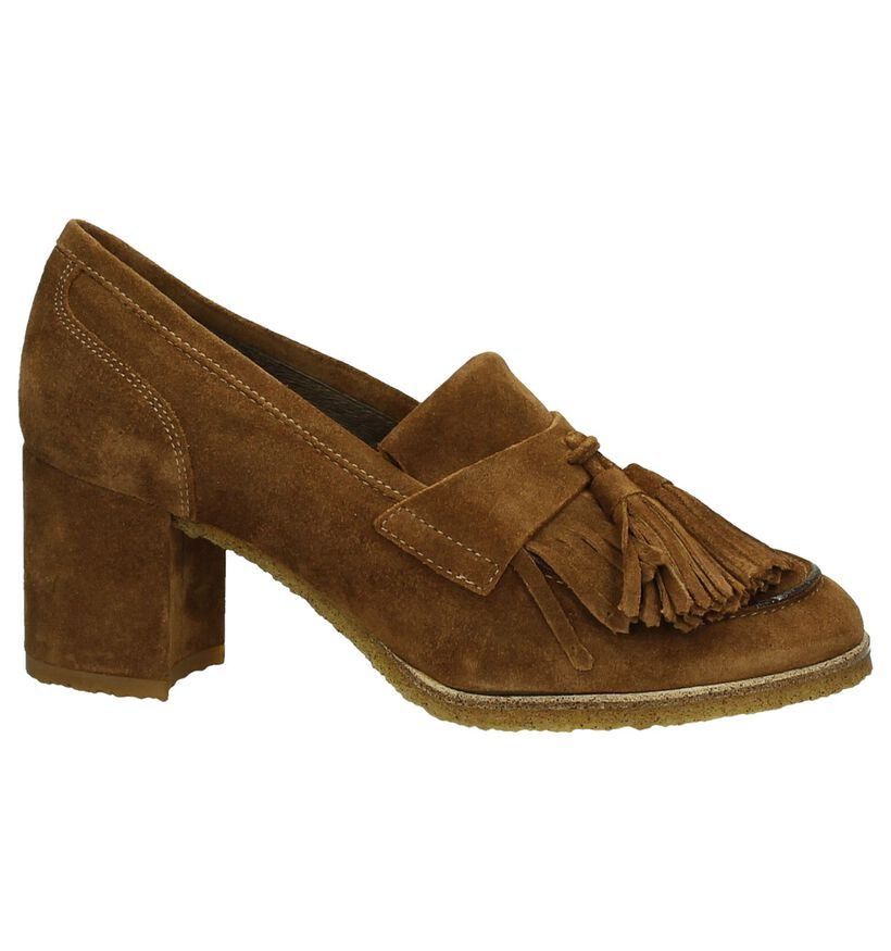 Pedro Miralles Cognac Pumps met Franjes in daim (185590)