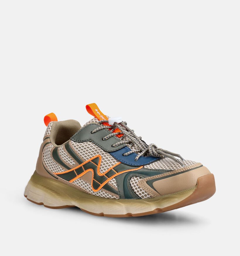 Naturino Wave Baskets en Beige/Vert pour gar&ccedil;ons (377261) - pour semelles orthop&eacute;diques