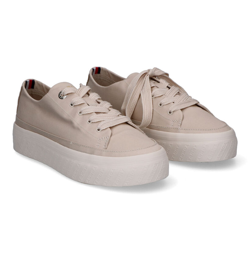 Tommy Hilfiger Monochromatic Vulc Beige Sneakers voor dames (304010) - geschikt voor steunzolen