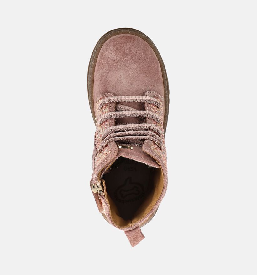 STONES and BONES Blesa Boots &agrave; lacets en Rose pour filles (381395) - pour semelles orthop&eacute;diques