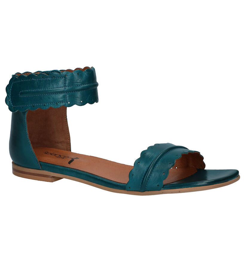 Relance Sandales plates en Turquoise en cuir (293216)