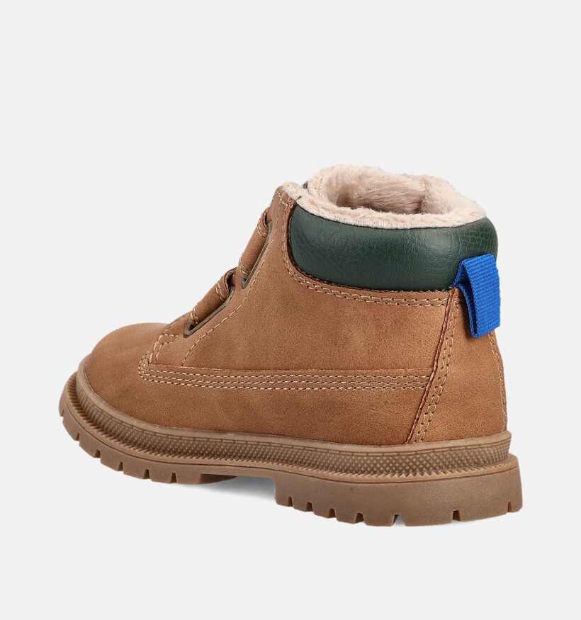SJ Cognac Hoge Velcroschoenen voor jongens, meisjes (363162) - geschikt voor steunzolen