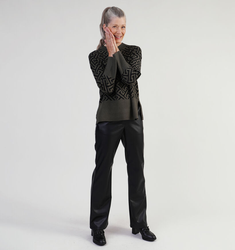 Pieces Nicha Pantalon large en Noir pour femmes (332362)