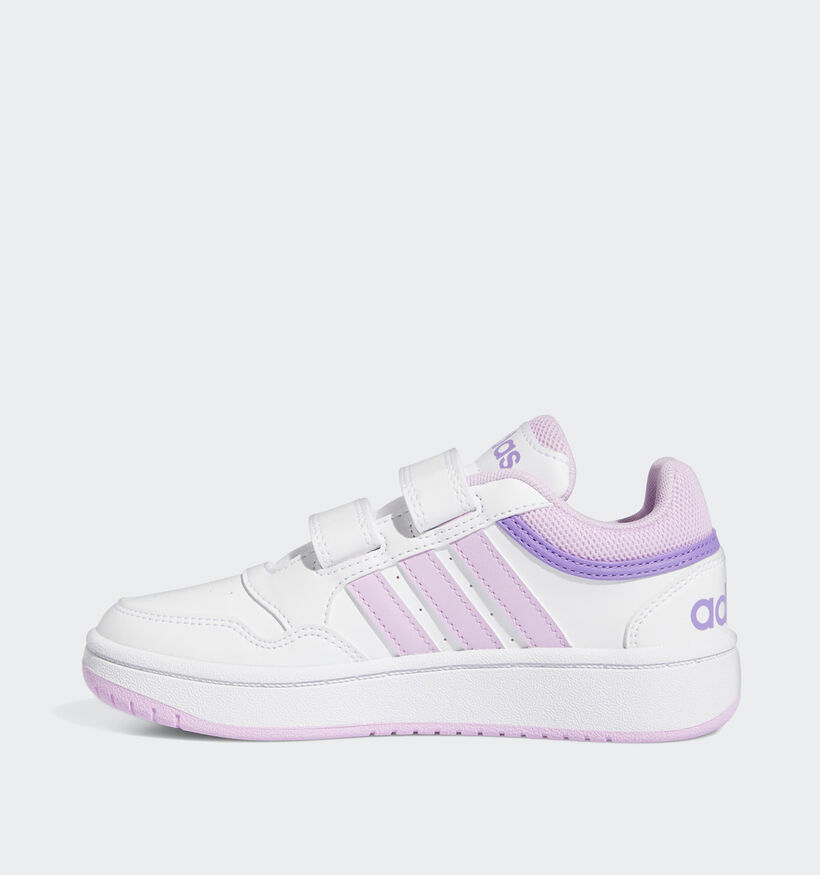 adidas Hoops 3.0 Cloudfoam Baskets en Blanc/Rose pour filles (366038) - pour semelles orthopédiques