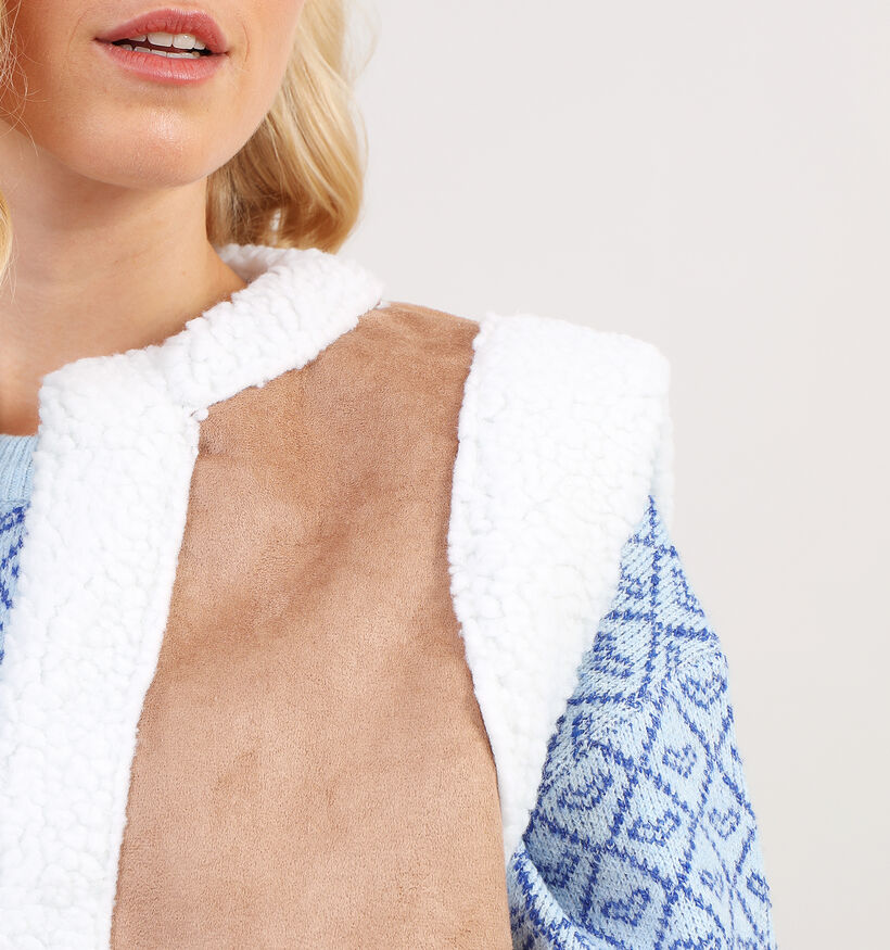 Dolce C. Veste duveteuse courte sans manches en Brun pour femmes (358489)