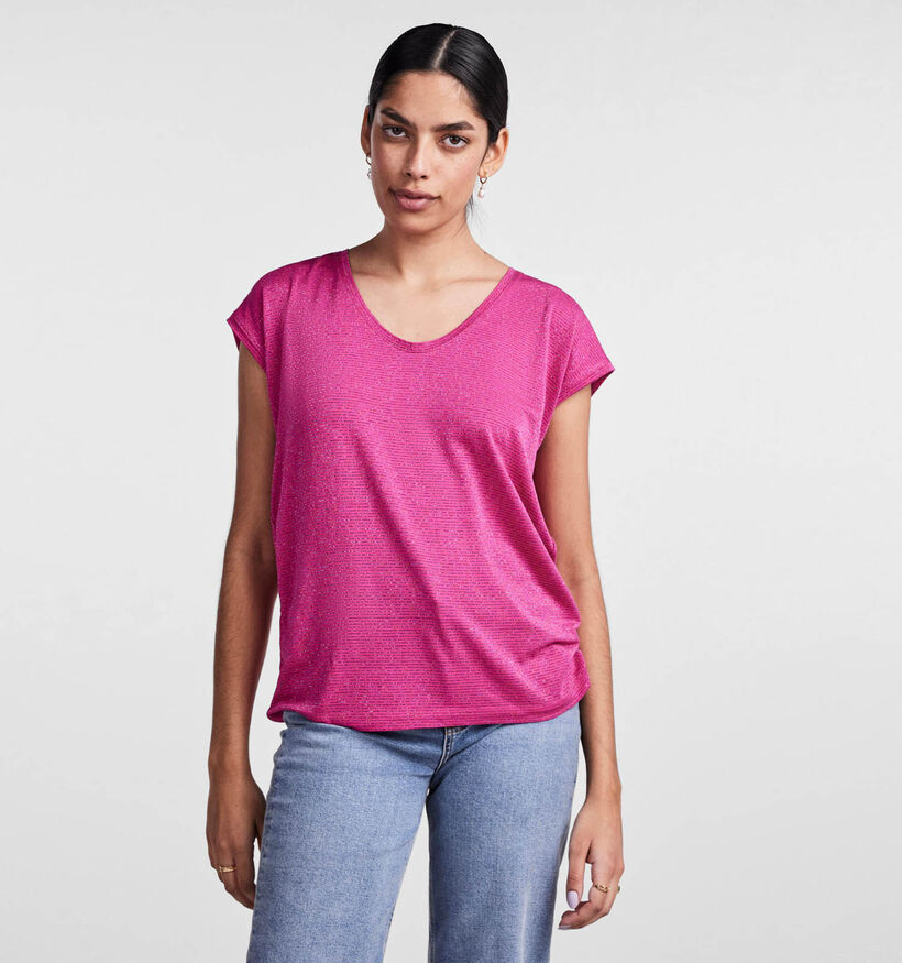 Pieces Billo Tee Lurex Ecru Gestreepte T-shirt (323737)