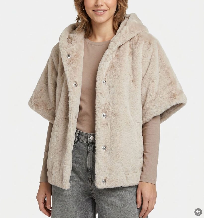 Laurent David Lichtbeige Fluffy Vest voor dames (382022)