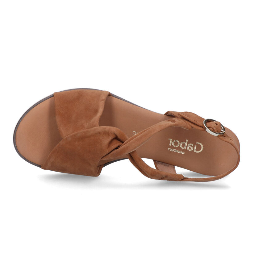 Gabor Comfort Sandales avec talon compensé en Cognac pour femmes (323126)