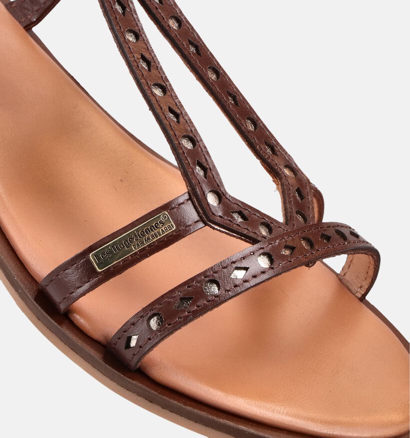 Les Tropeziennes Helectra Sandales plates en Brun fonc&eacute; pour femmes (373230)