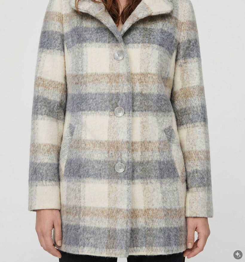 Barbara Lebek Beige/Grijze Geruite Lange Jas voor dames (380690)