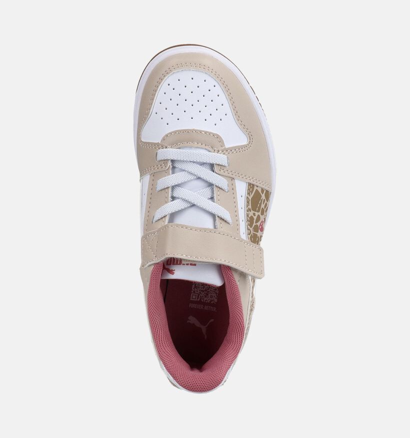 Puma Rebound Slam Winter Safari Beige/Witte Sneakers voor meisjes (375584) - geschikt voor steunzolen