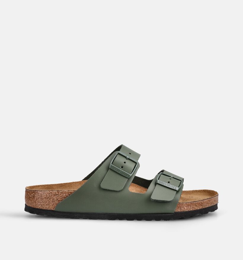 Birkenstock Arizona Leather Nu-pieds en Vert kaki pour hommes (368540)