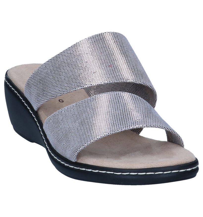 Zilveren Slippers Jana in leer (242479)