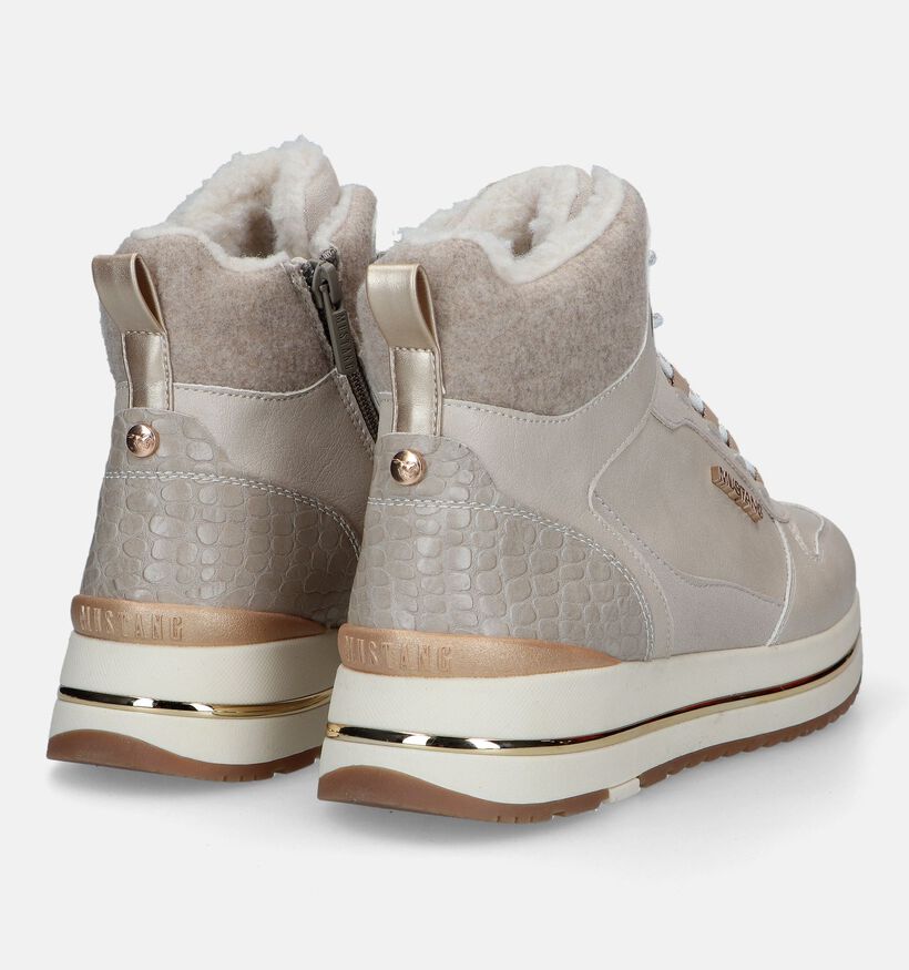 Mustang Beige Hoge sneakers voor dames (331680)