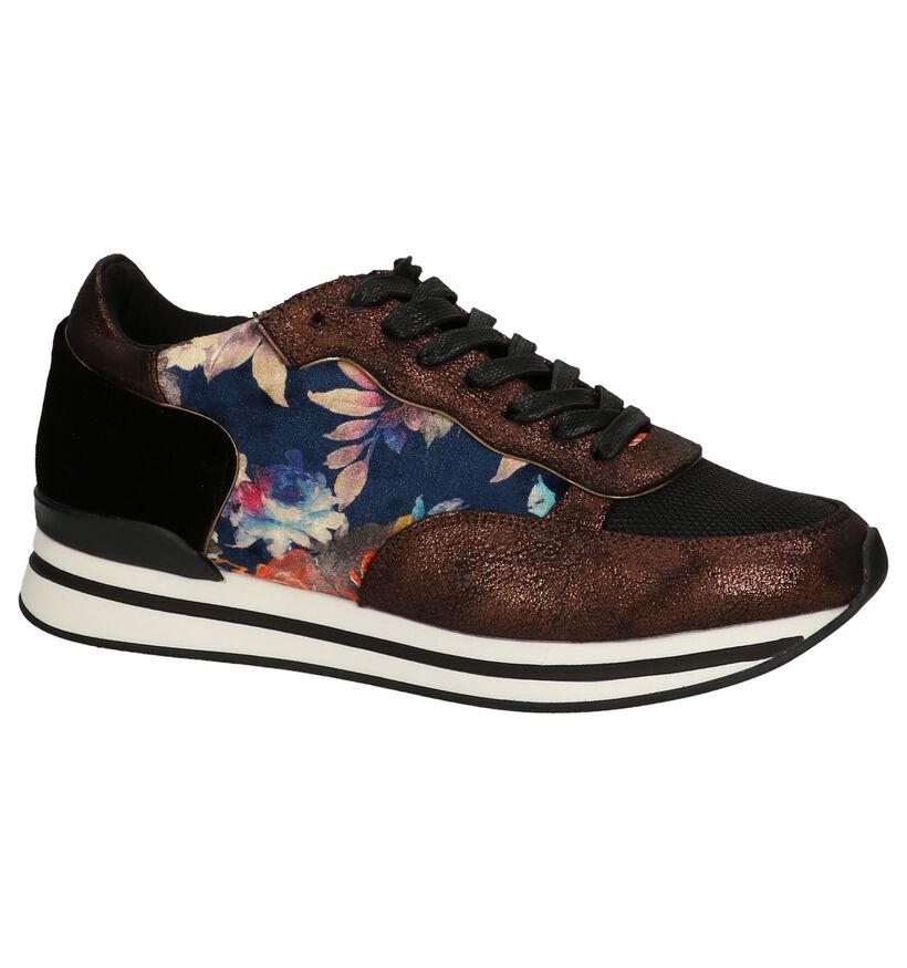 Fornarina Bronzen Sneakers met Bloemenprint, , pdp