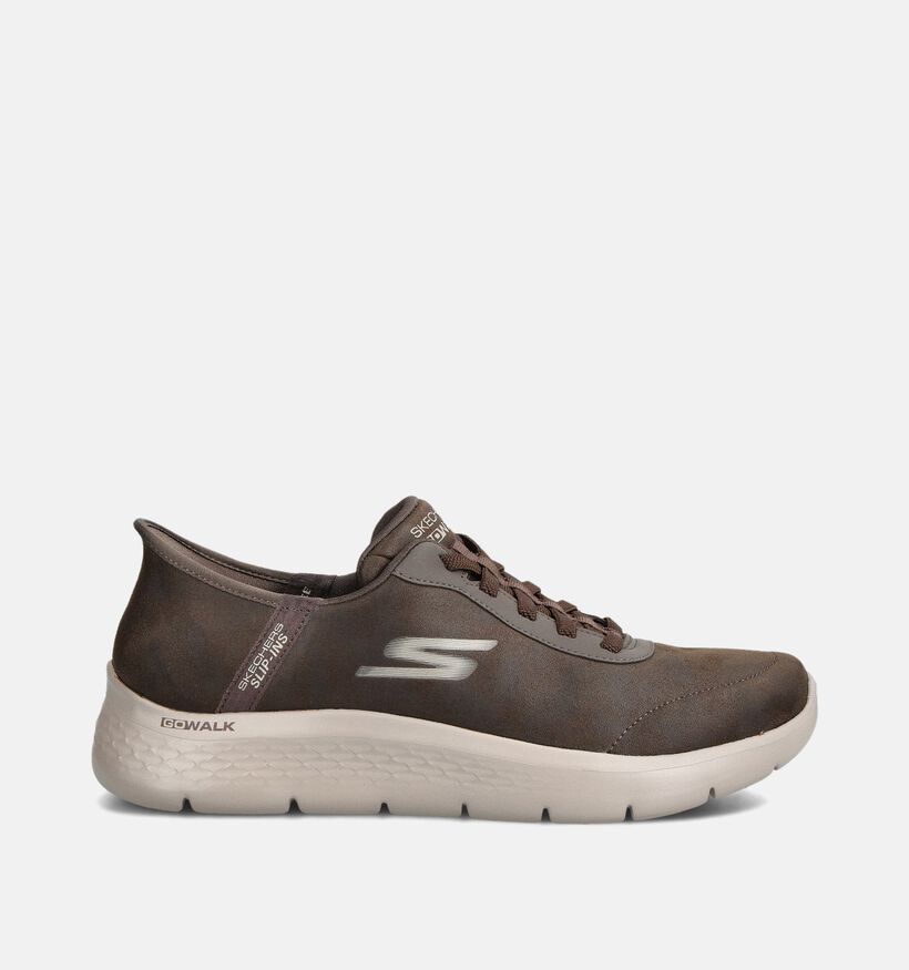 Skechers Go Walk Flex Donkerbruine Slip-on Sneakers voor heren (359765)