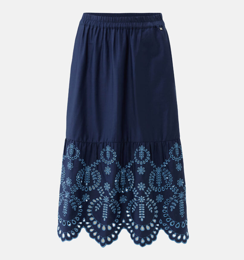 Mexx Poplin Embroidery Donkerblauwe Midi-Rok voor dames (368587)
