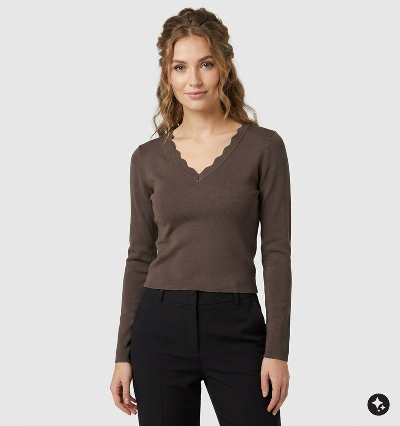Pieces Celia Wren Bordeaux T-shirt met Lange Mouwen voor dames (382093)