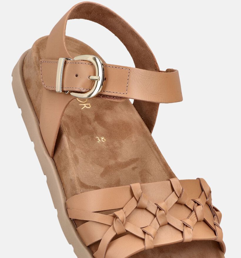 Best Fitting Sandales plates en Cognac pour femmes (371212) - pour semelles orthop&eacute;diques