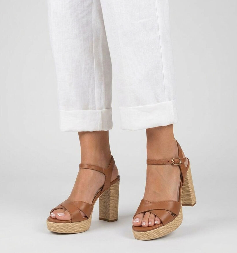 NeroGiardini Sandales &agrave; talons en Cognac pour femmes (370701)