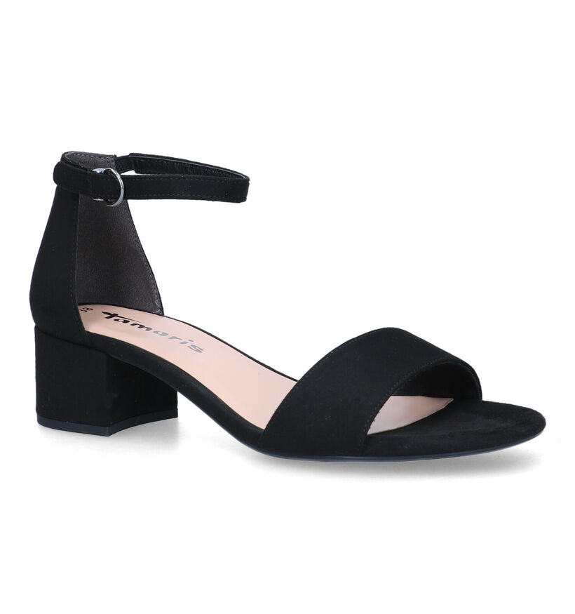 Tamaris Zwarte Sandalen met gesloten hiel in stof (322277)