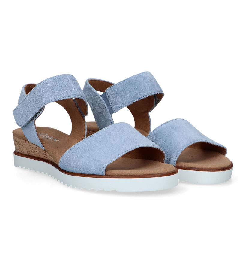 Gabor Comfort Sandales avec talon compensé en Bleu pour femmes (323123)
