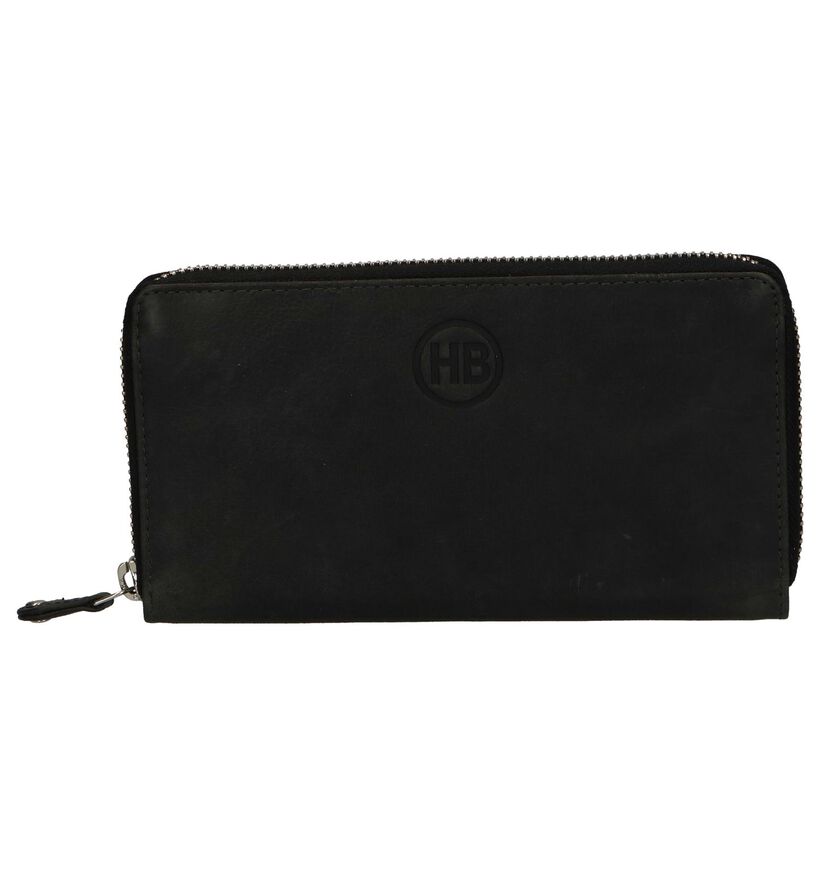 Hampton Bays Porte- monnaie zippé en Noir en cuir (237993)