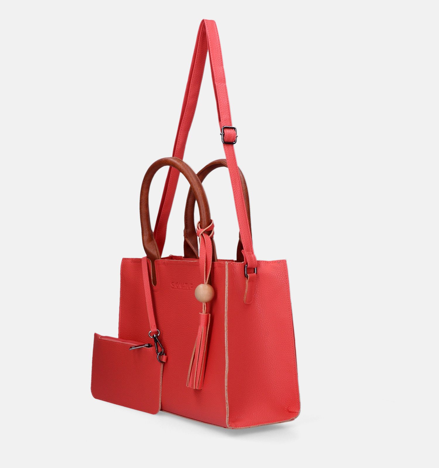 Signatur Rode Handtas Met Riem Dames Handtassen Online op TORFS.BE