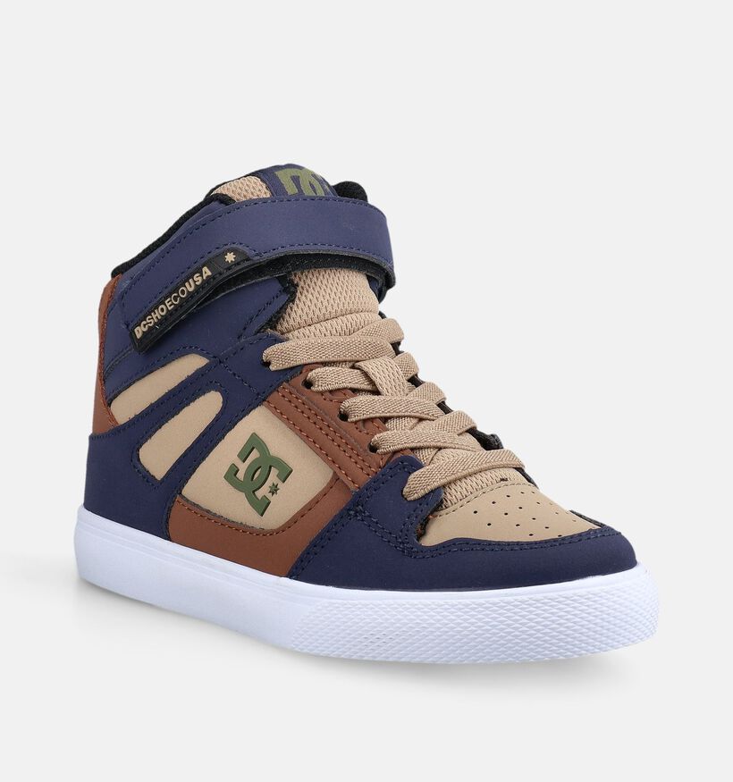 DC Shoes Pure High Top Baskets montantes en Bleu/Marron pour gar&ccedil;ons (376202)