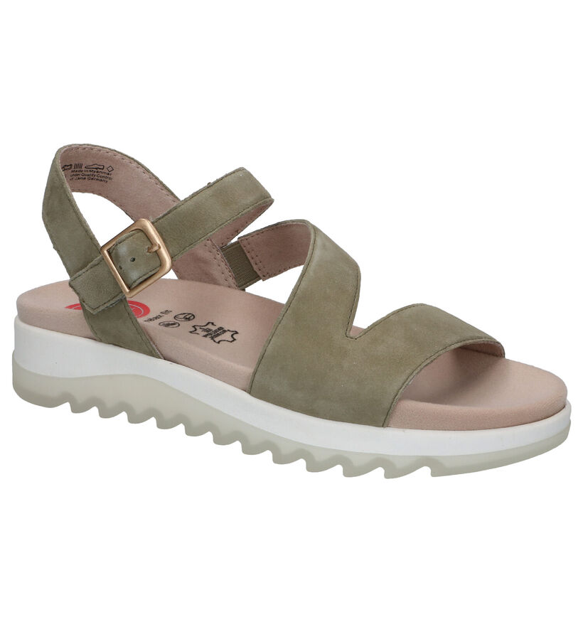 Jana Sandales compensées en Vert olive en nubuck (286450)