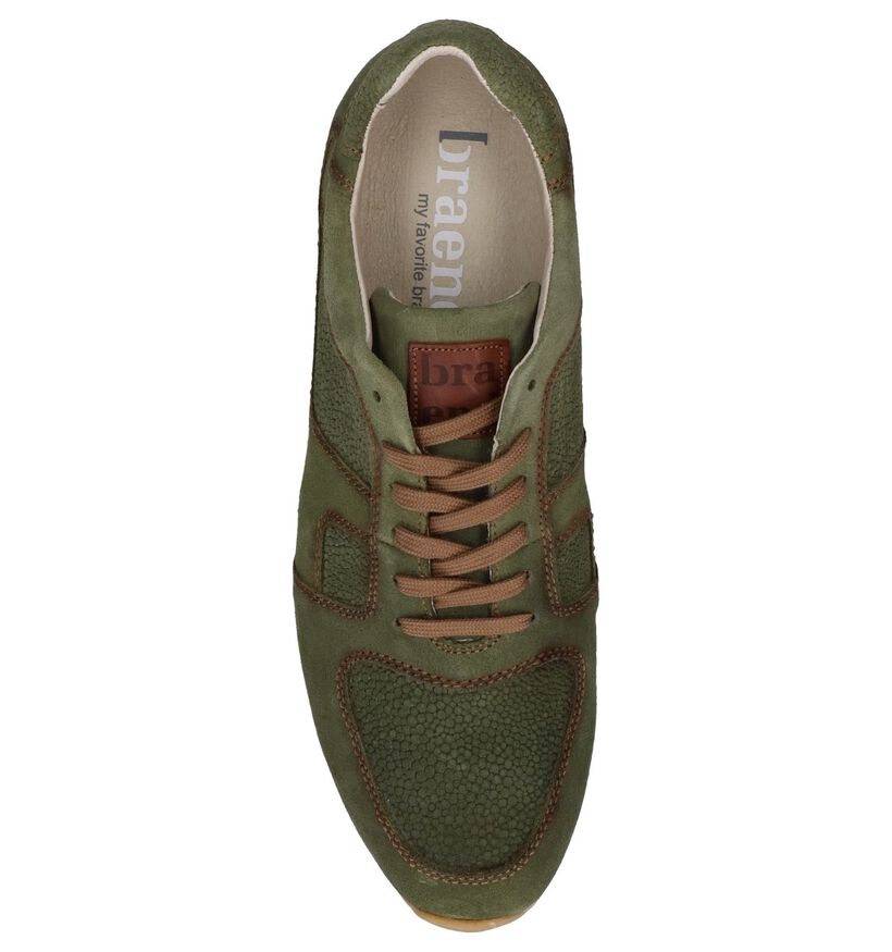 Braend Chaussures à lacets en Vert kaki en nubuck (247742)