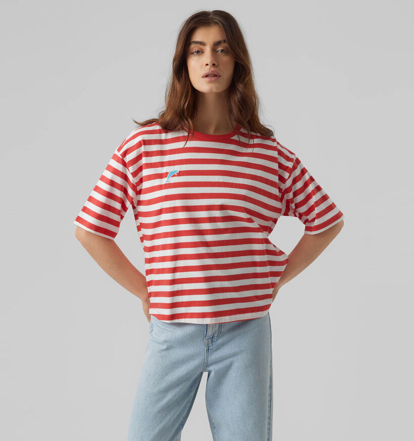 Vero Moda Grokelly Blauw Gestreept T-shirt voor dames (327211)