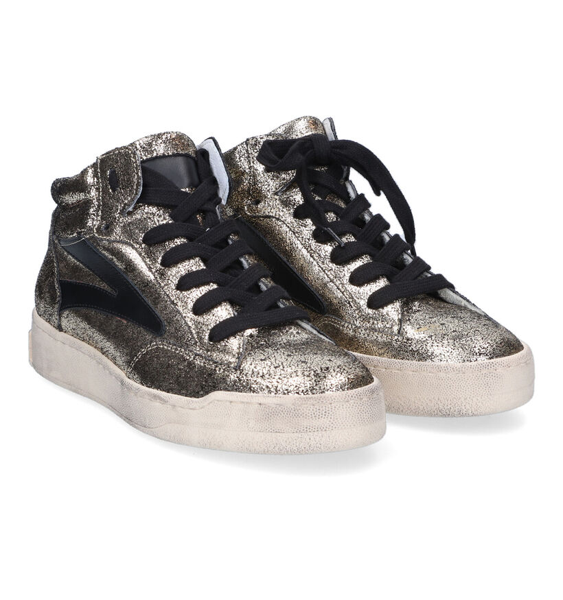 Méliné Gouden Hoge Sneakers in leer (316065)
