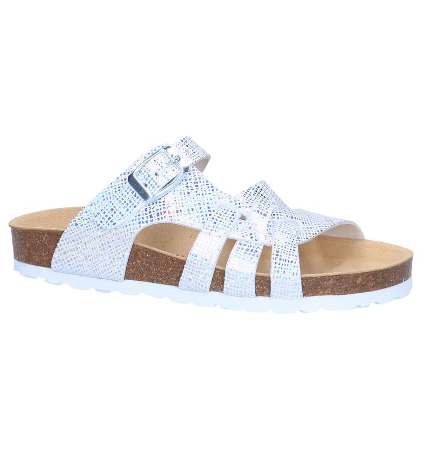 Zilveren Slippers Milo & Mila in stof (241322)
