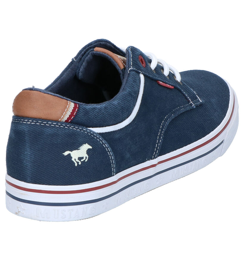 Mustang Blauwe Veterschoenen in stof (271186)