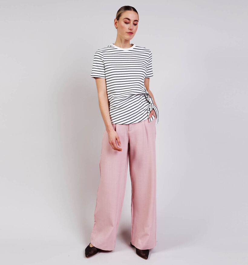 Vila Sinny Knot T-shirt en Blanc/Noir pour femmes (368051)