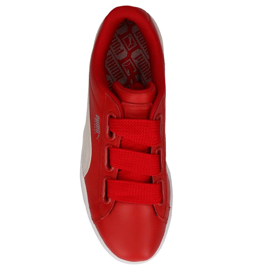 Puma Basket Heart Lage Sneakers Zwart in leer (199464)