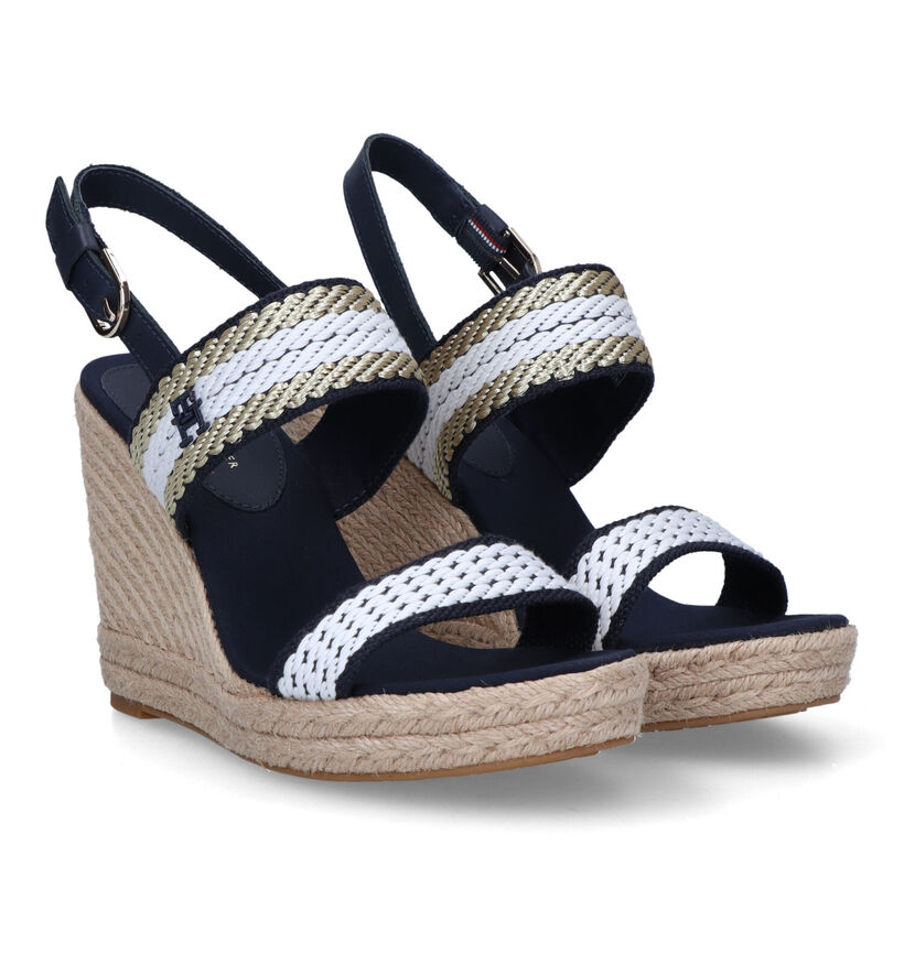 Tommy Hilfiger Golden Webbing Wedge Sandales en Bleu pour femmes (321016)